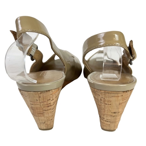 GERRY WEBER Genuine Leather Open Peep Toe Slingback Cork Wedge Shoes Sandals 38 - Picture 6 of 16